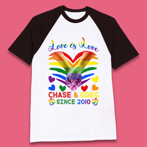 Personalised Lgbt Love Is Love Baseball T-Shirt