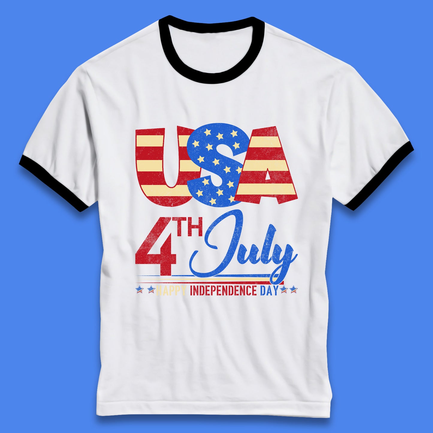 USA 4th July Happy Independence Day Celebration Patriotic Ringer T Shirt