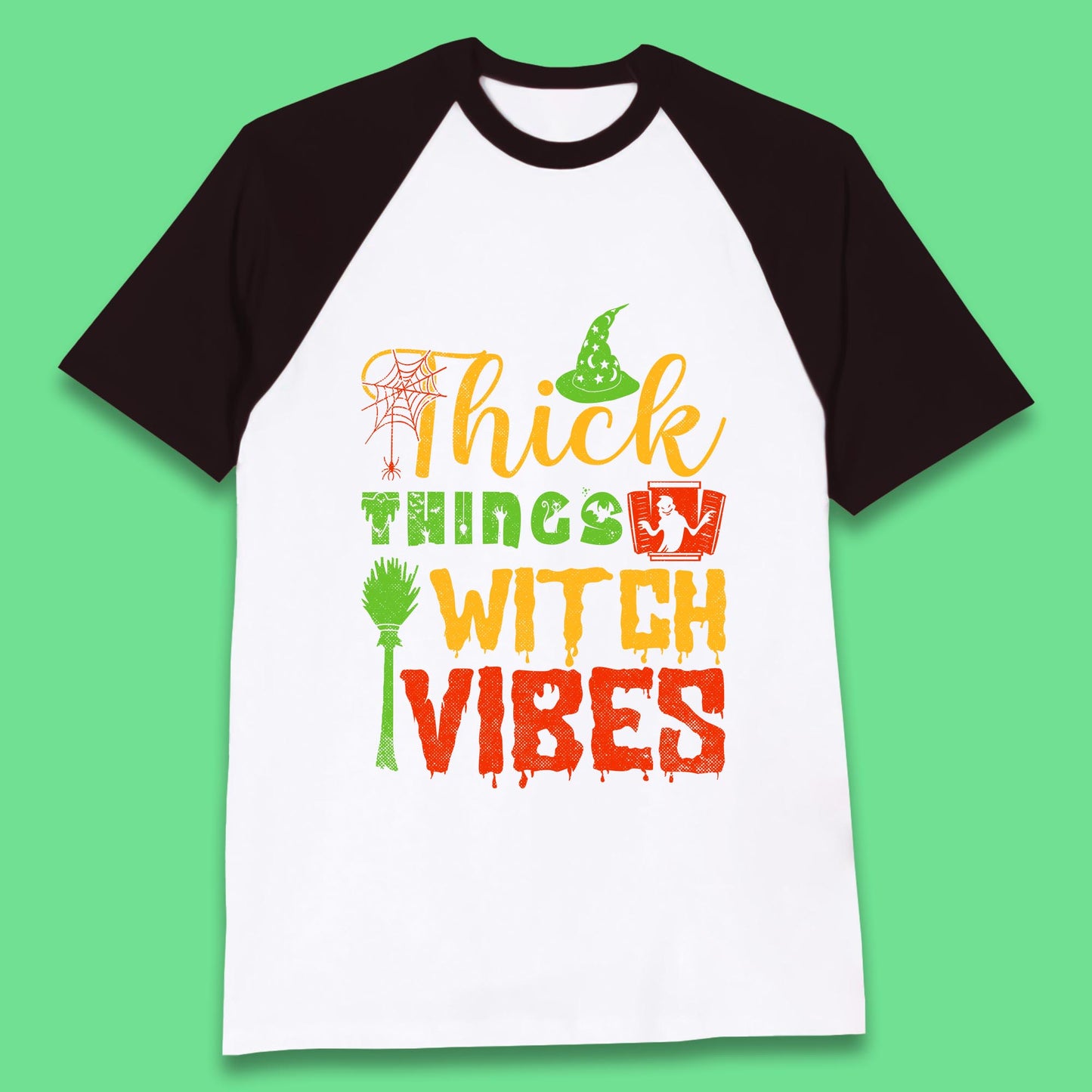 Thick Things Witch Vibes Halloween Magic Spooky Witches Witchcraft Baseball T Shirt
