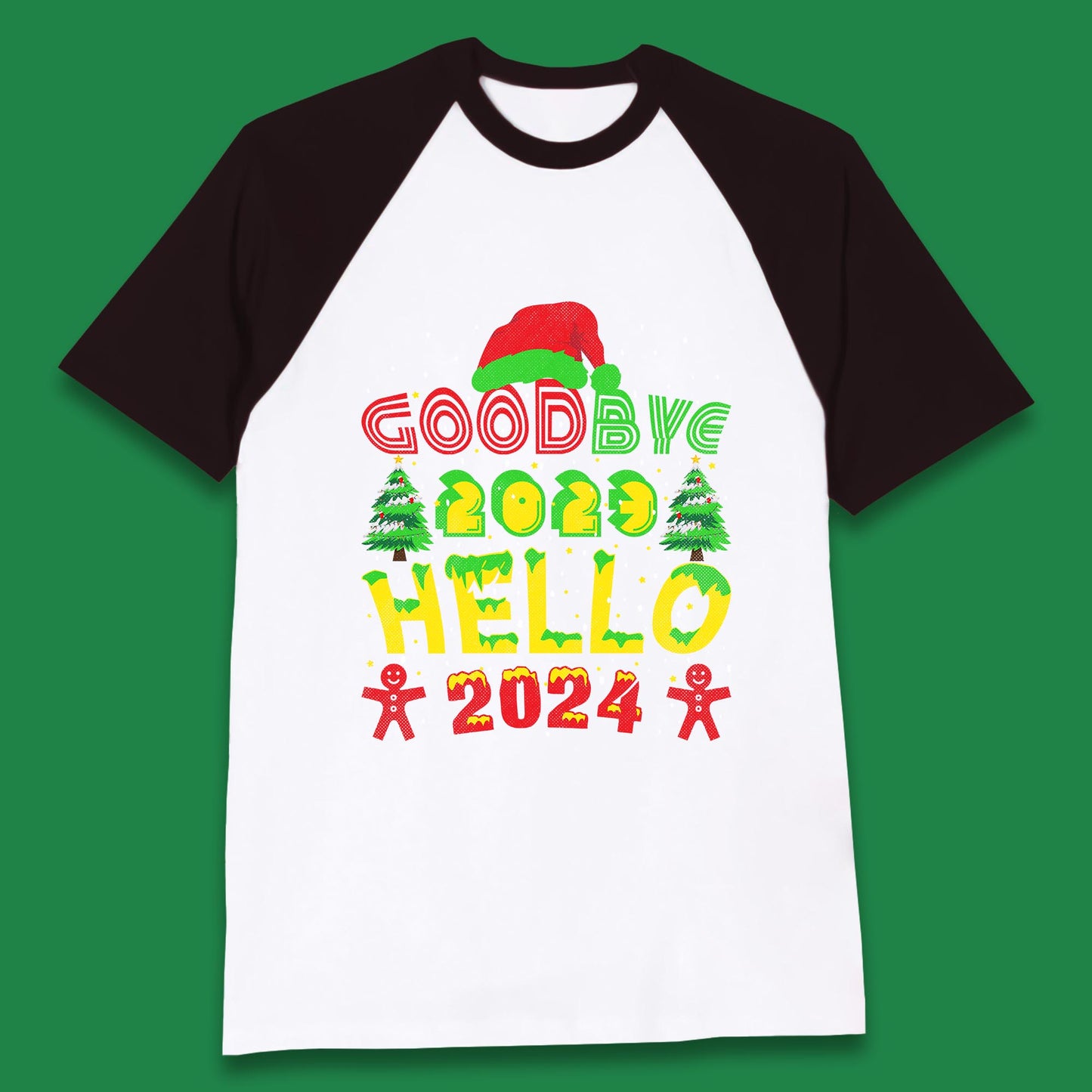 Good Bye 2023 Hello 2024 Merry Christmas Funny Happy New Year Xmas Baseball T Shirt