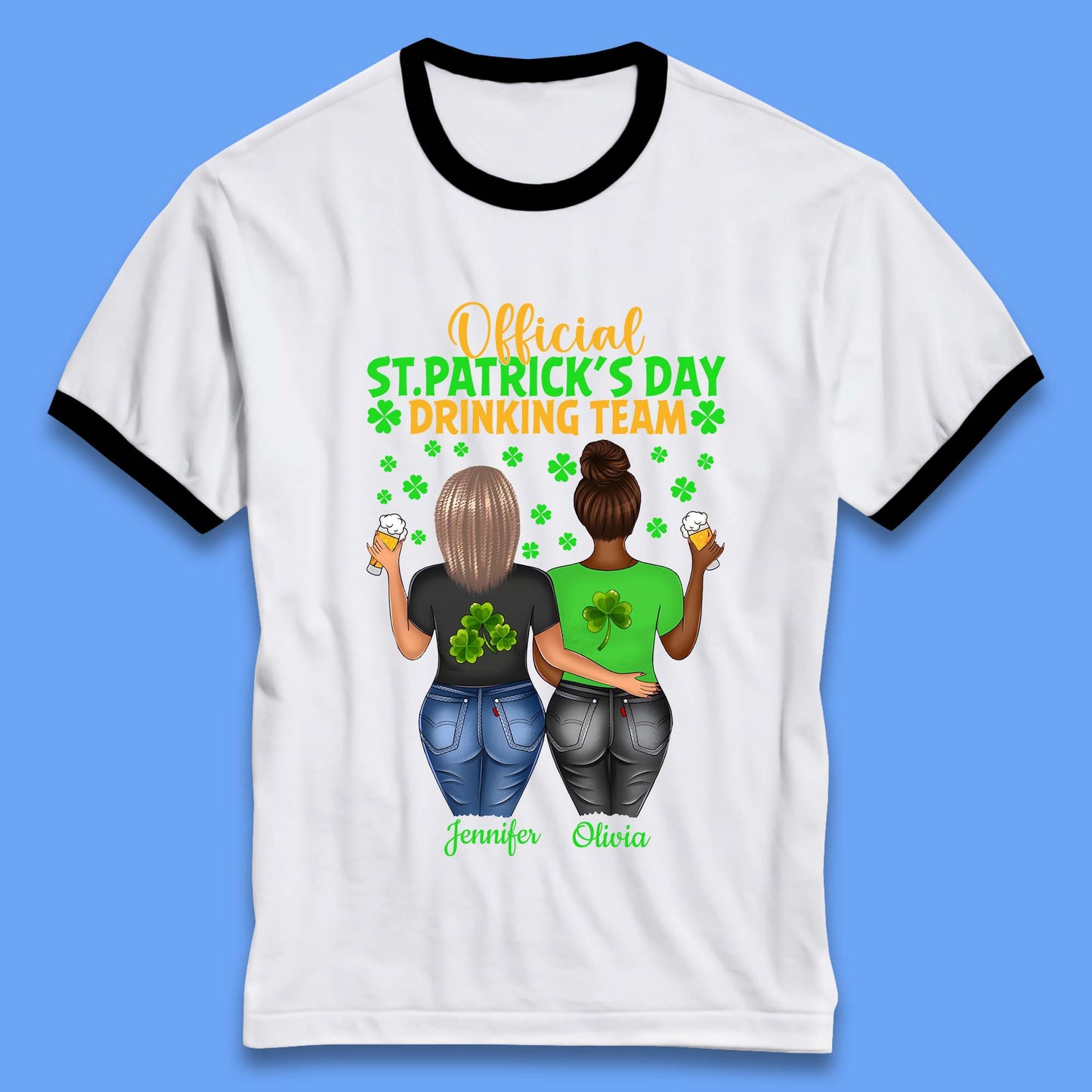 Personalised St. Patrick's Day Drinking Team Ringer T-Shirt