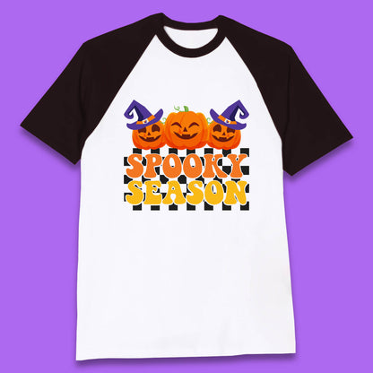 Spooky Season Halloween Jack-O-Lantern Pumpkins Spooky Vibes Baseball T Shirt