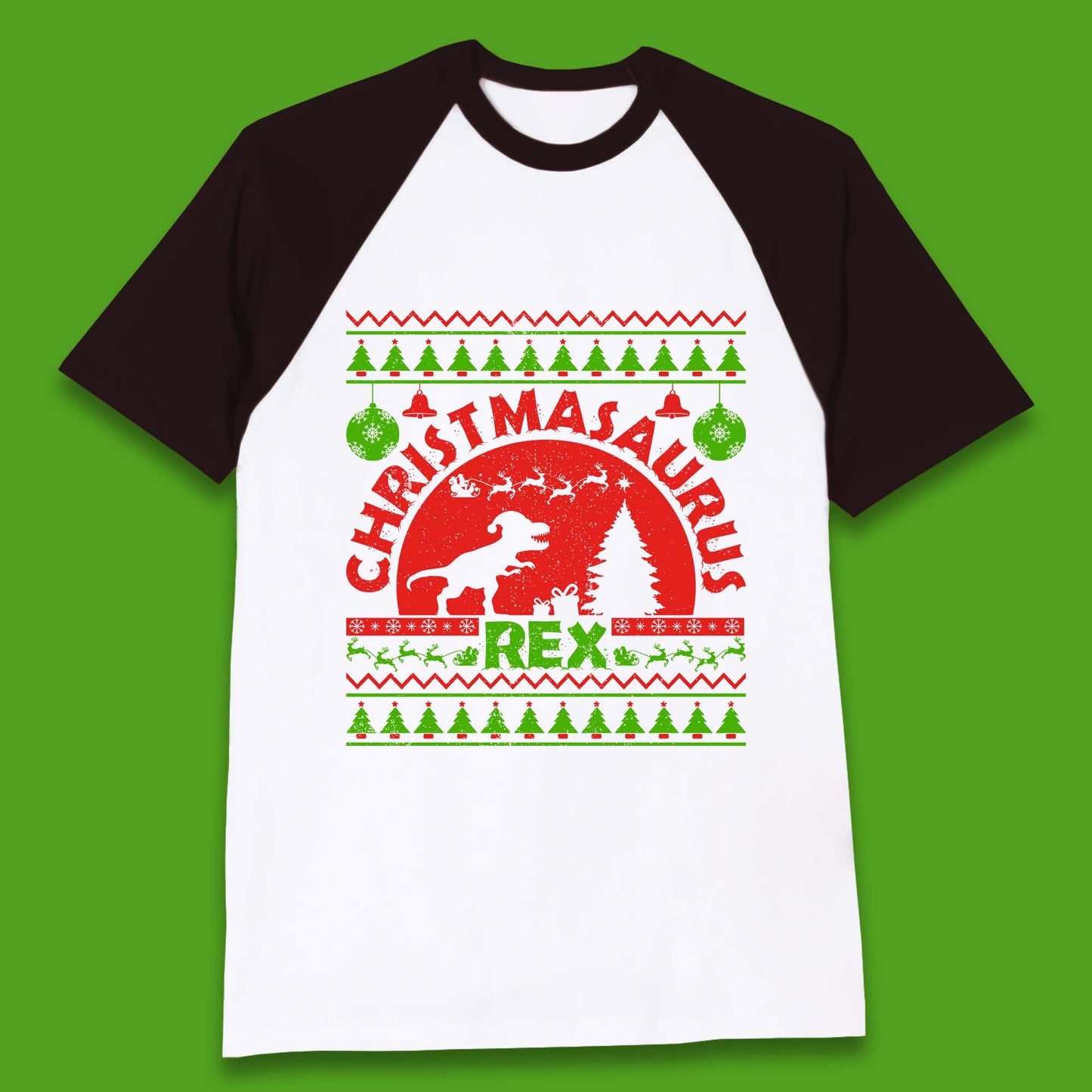 Christmasaurus Rex Baseball T-Shirt