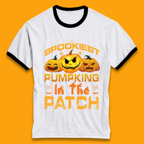 Spookiest Pumpkin In The Patch Spooky Season Happy Halloween Ringer T Shirt