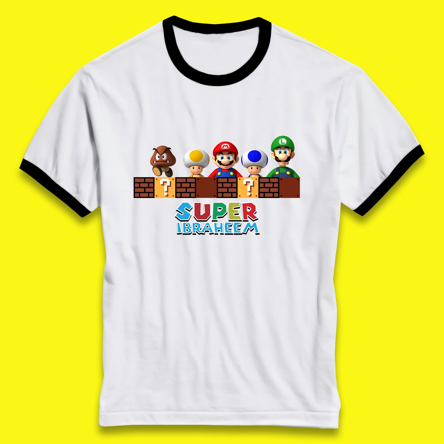 Personalised Super Mario Game Series Your Name Mario Bros Luigi Toad Mega Goomba Mario Ringer T Shirt