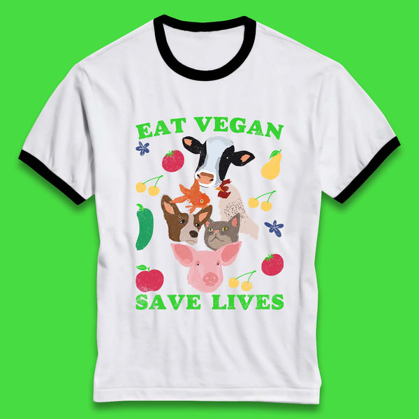 Eat Vegan Save Lives Ringer T-Shirt