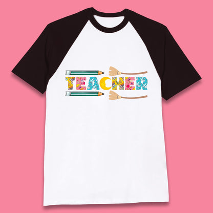 Halloween Teacher Spooky Teacher Ghost Halloween School Baseball T Shirt