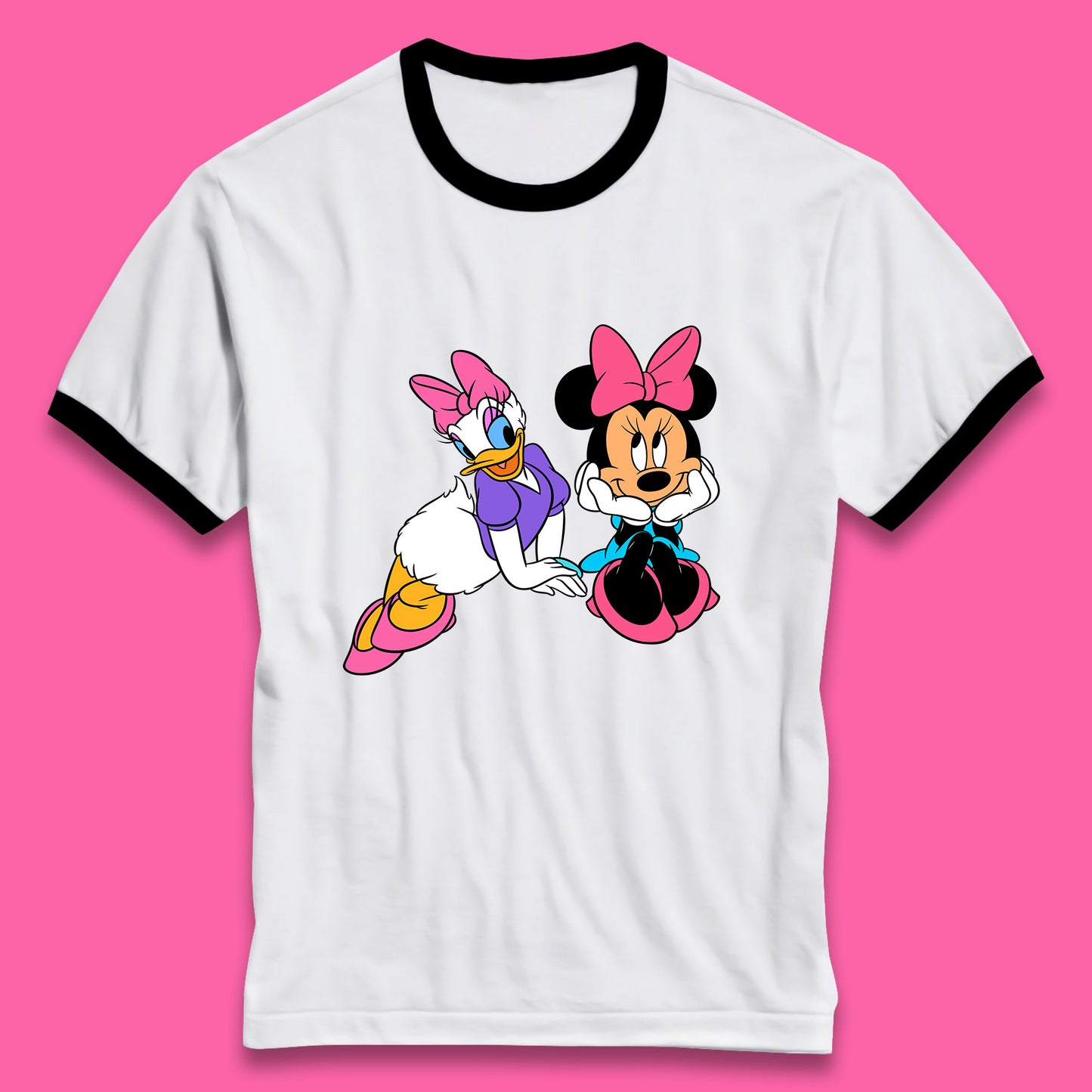 Cute Disney Minnie Mouse and Daffy Duck Best Friends Magic Kingdom Holiday Disney Best Friends Cartoon Character Disneyland Vacation Trip Ringer T Shirt