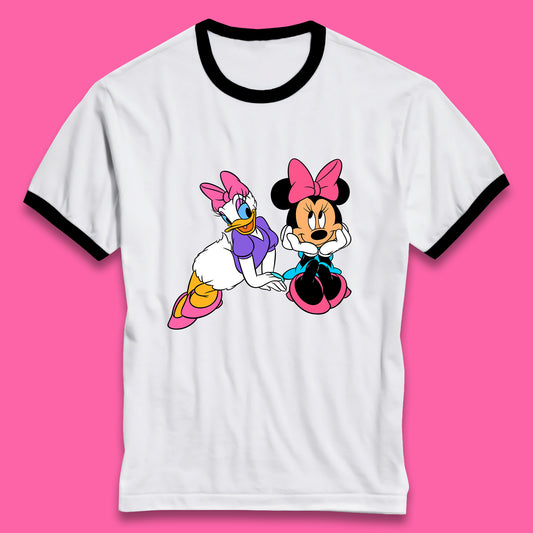 Cute Disney Minnie Mouse and Daffy Duck Best Friends Magic Kingdom Holiday Disney Best Friends Cartoon Character Disneyland Vacation Trip Ringer T Shirt