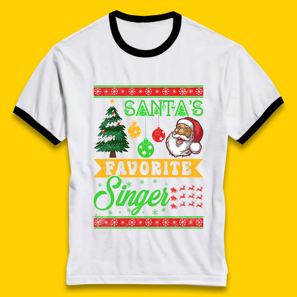 Santa's Favorite Singer Christmas Ringer T-Shirt