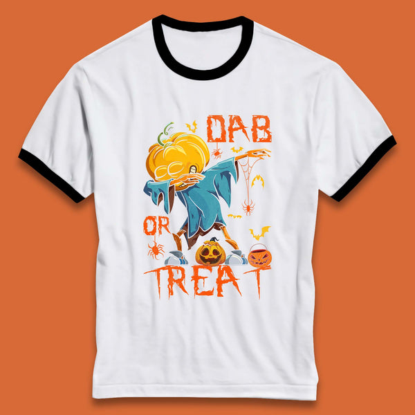 Dab Or Treat Scarecrow Dabs Halloween Dabbing Dance Horror Scary Ringer T Shirt