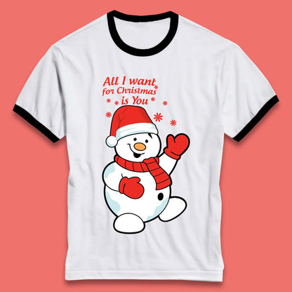 Snowman Christmas Ringer T-Shirt