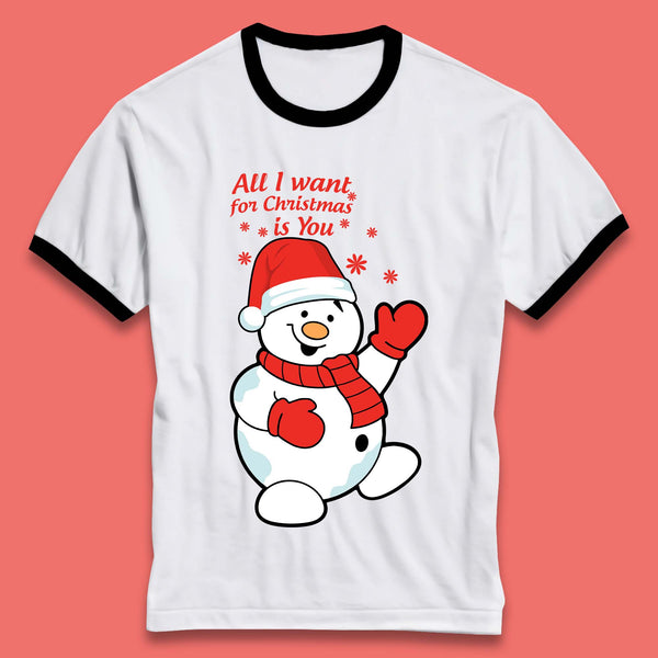 Snowman Christmas Ringer T-Shirt