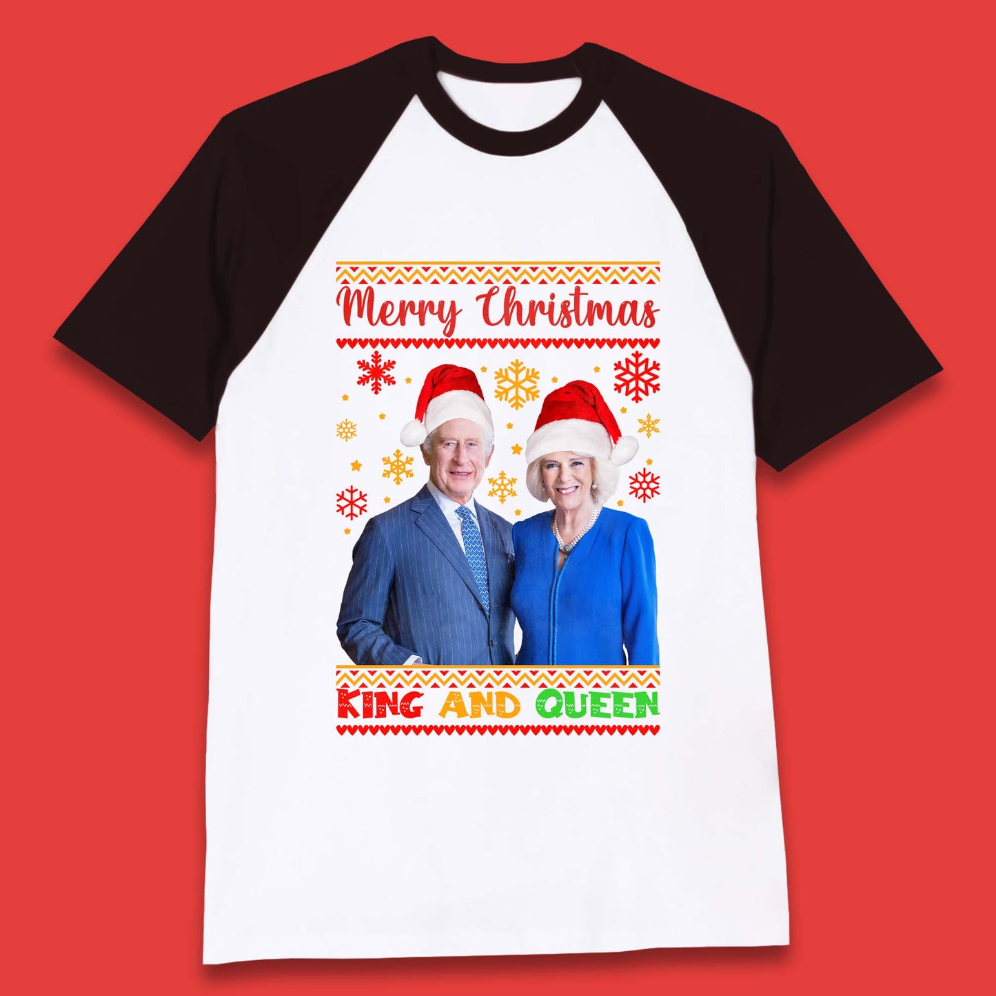 King And Queen Christmas Baseball T-Shirt