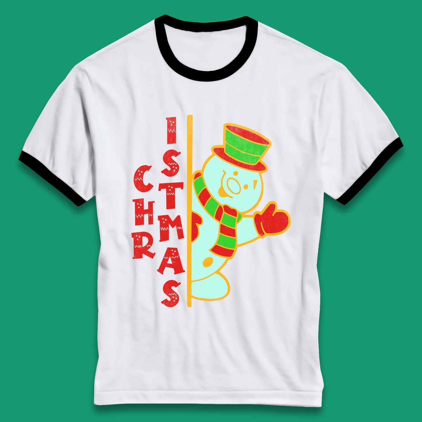 Christmas Snowman Ringer T-Shirt
