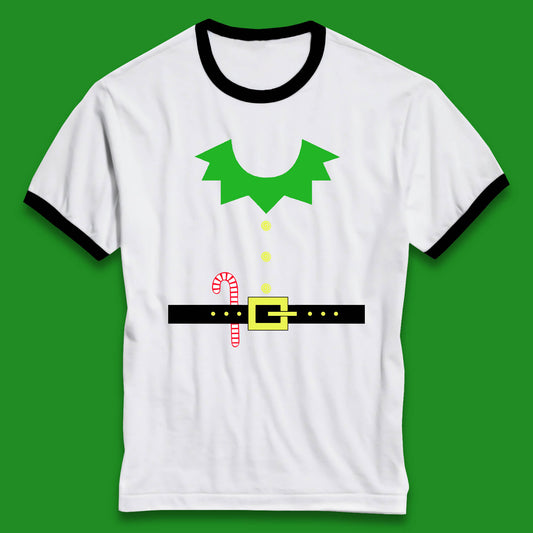 christmas elf costume christmas candy ringer t shirt