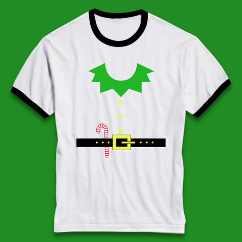 Elf Yourself Elf Costume Christmas Candy Holiday Elves Xmas Ringer T Shirt