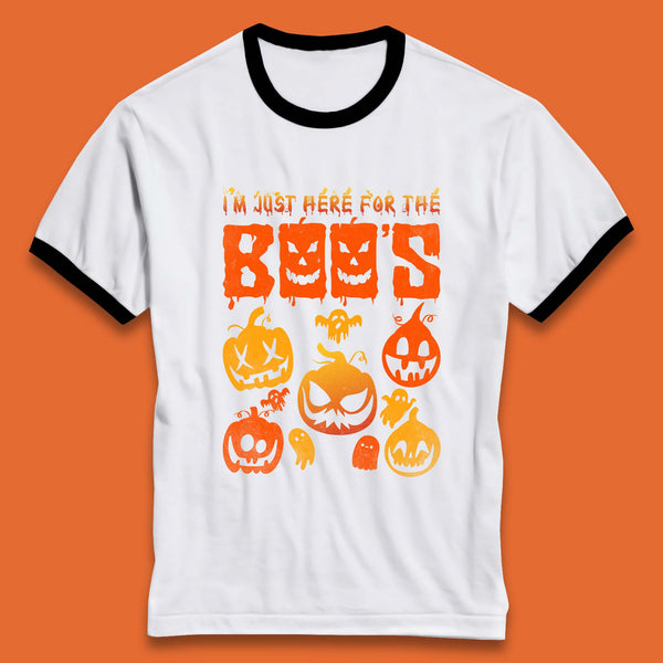 I'm Just Here For The Boos Halloween Funny Pumpkin Ghost Boos Jack-o-lantern Ringer T Shirt
