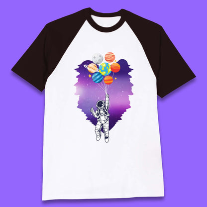 Astronaut Space Planets Balloons Baseball T-Shirt