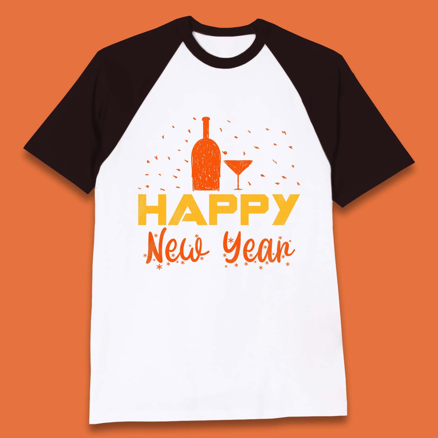 Happy New Year Wine Drinking Baseball T-Shirt