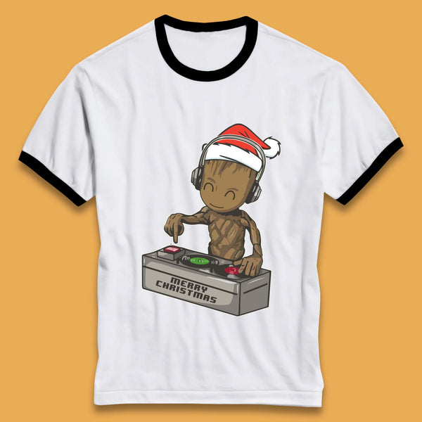 Baby Groot DJ Christmas Ringer T-Shirt