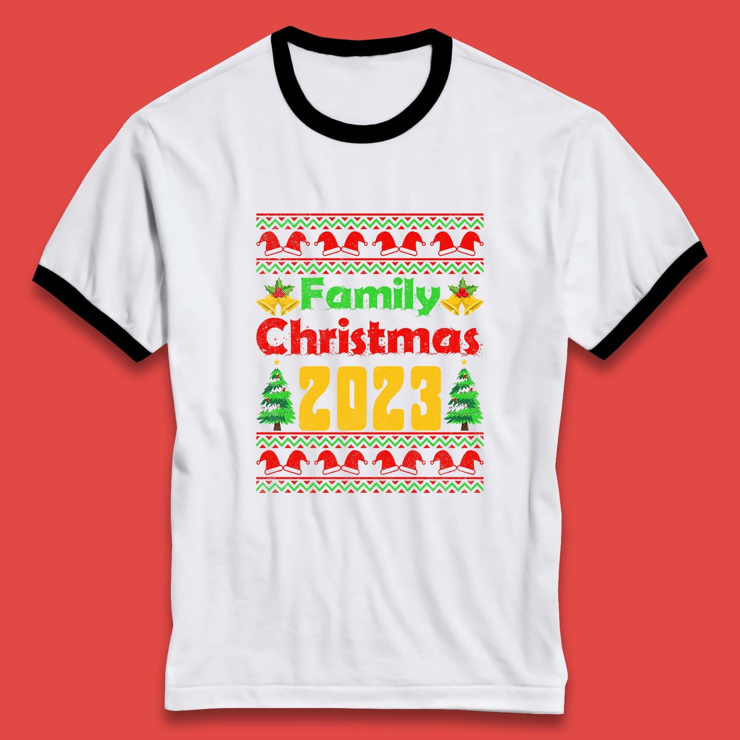 Family Christmas 2023 Holiday Winter Festive Christmas Trees Xmas Season Ringer T Shirt