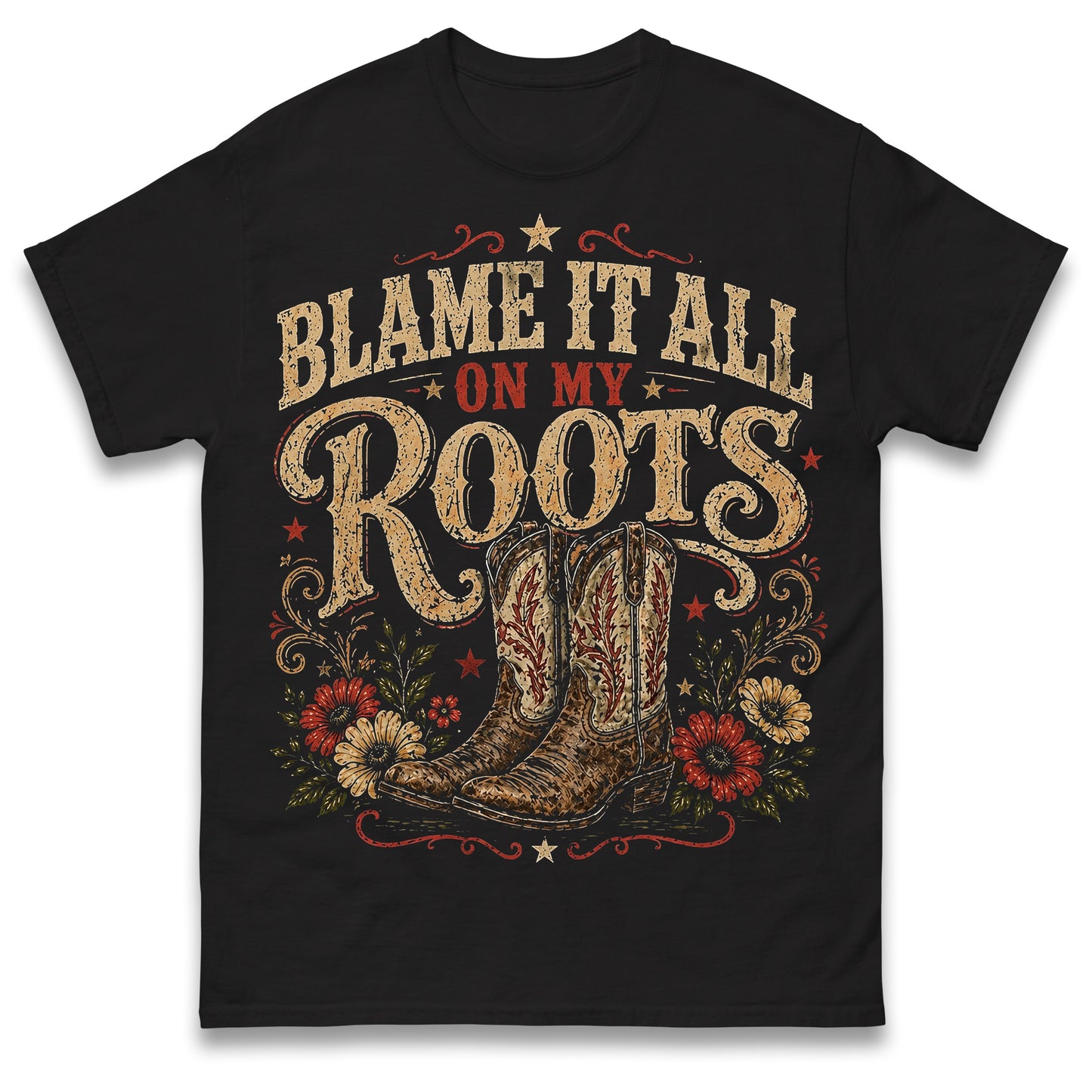 Blame it all on my Roots Country Music Concert Western Graphic T Shirt