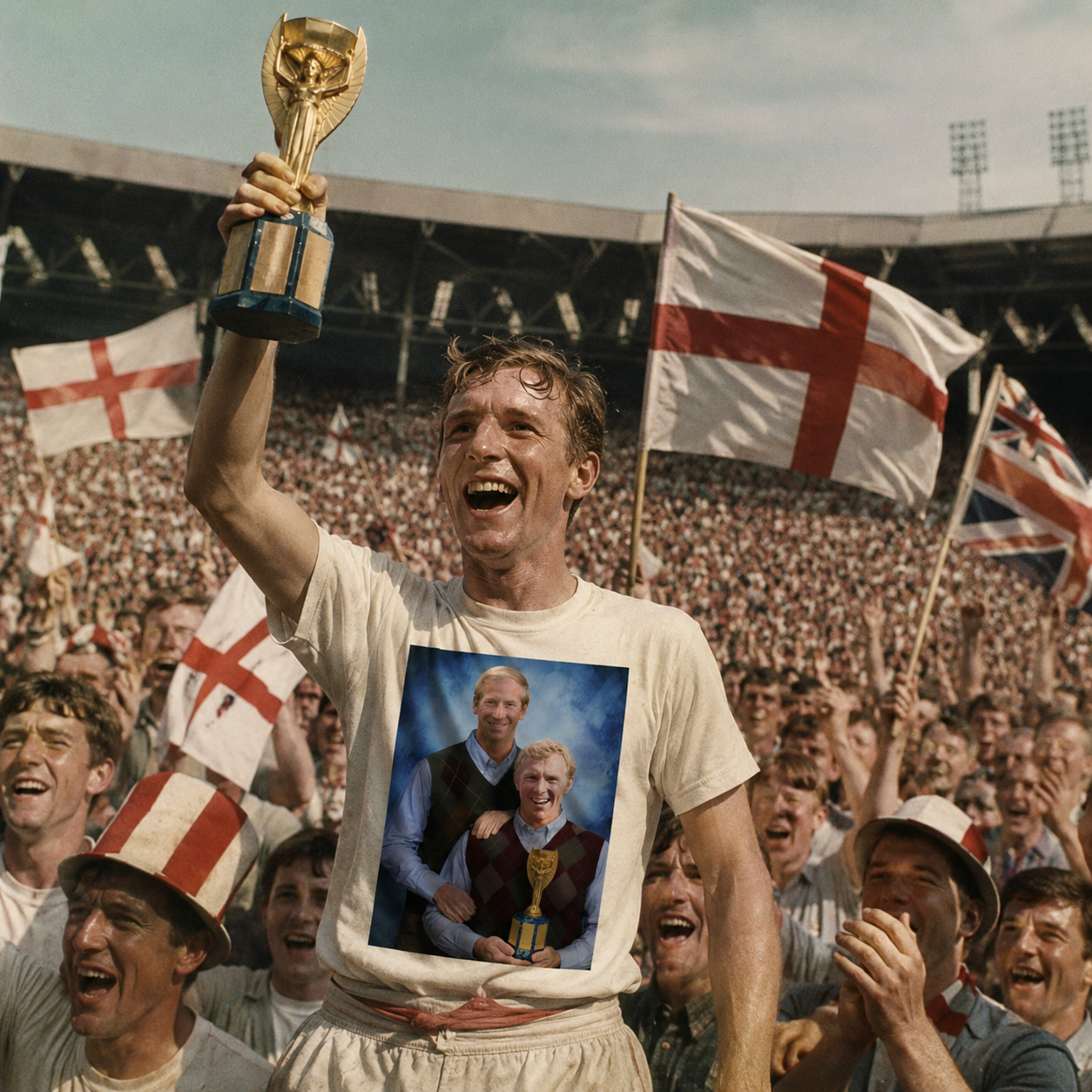 Bobby Moore Bobby Charlton Step Brothers Style England 1966 Shirt