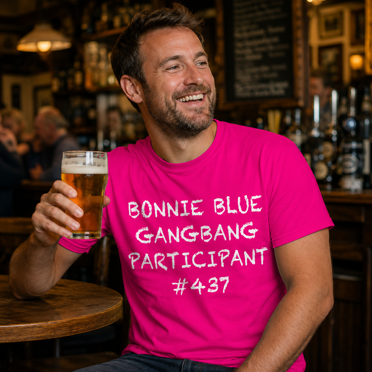 Bonnie Blue Gangbang Participant Mens T Shirt Funny Rude Joke Design Top Funny Gift Idea for Dad Husband Present Top