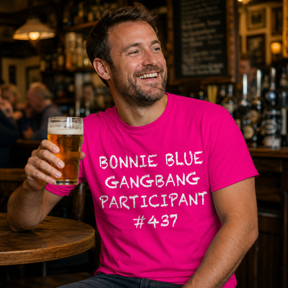 Bonnie Blue Gangbang Participant Mens T Shirt Funny Rude Joke Design Top Funny Gift Idea for Dad Husband Present Top