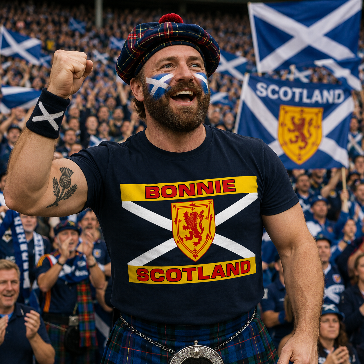 Bonnie Scotland Football Flag T Shirt