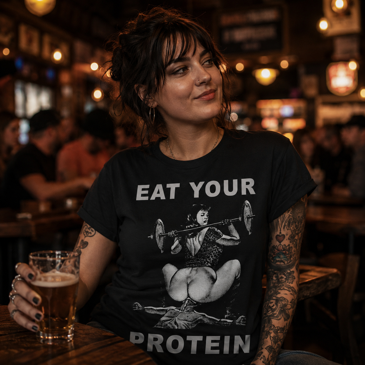 Breakfast of Champions Eat Your Protein Tee Sarcastic Shirt Adult Humor T Shirt
