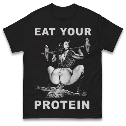 Breakfast of Champions Eat Your Protein Tee Sarcastic Shirt Adult Humor T Shirt