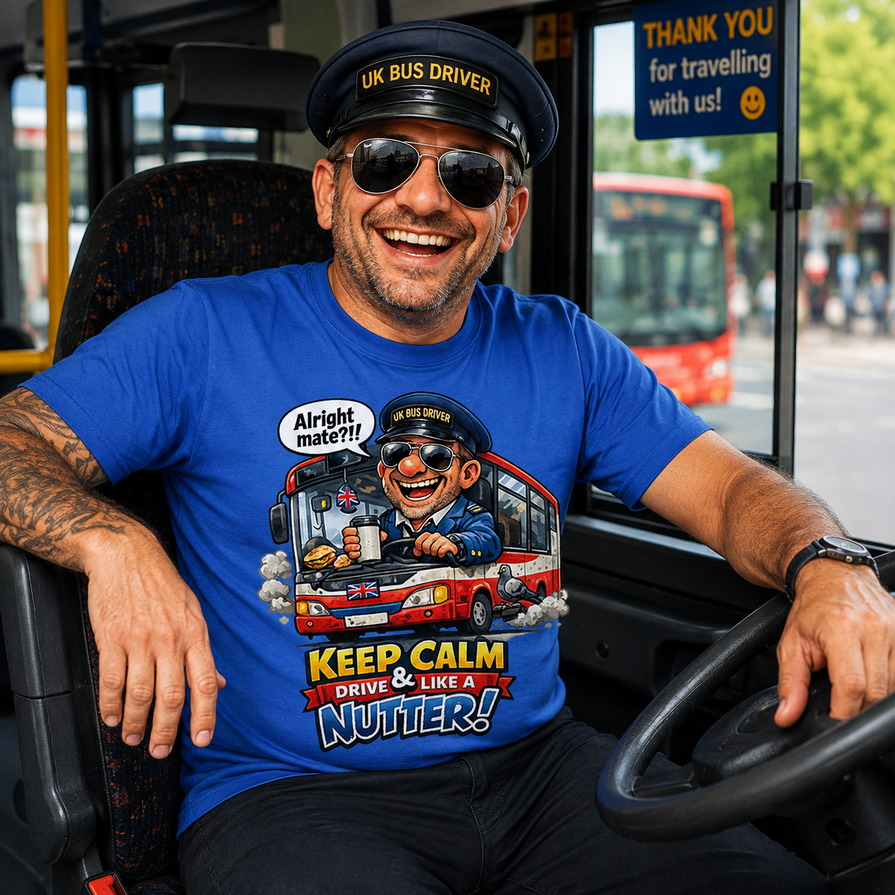 Keep Calm and Drive Like a Nutter Bus Driver T Shirt