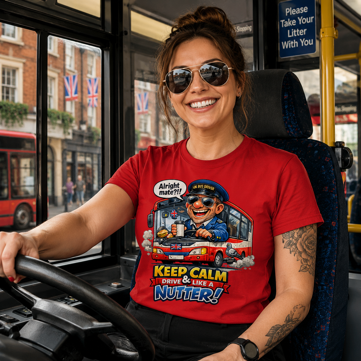 Keep Calm and Drive Like a Nutter Bus Driver T Shirt