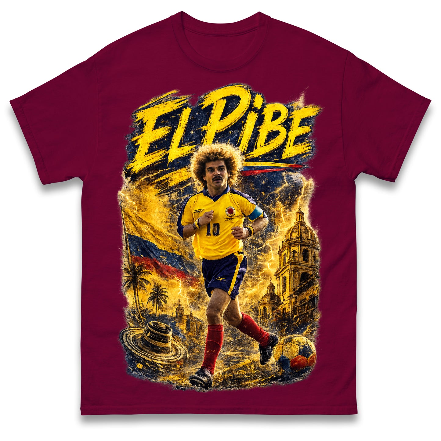 Carlos Valderrama El Pibe Colombia Football T Shirt