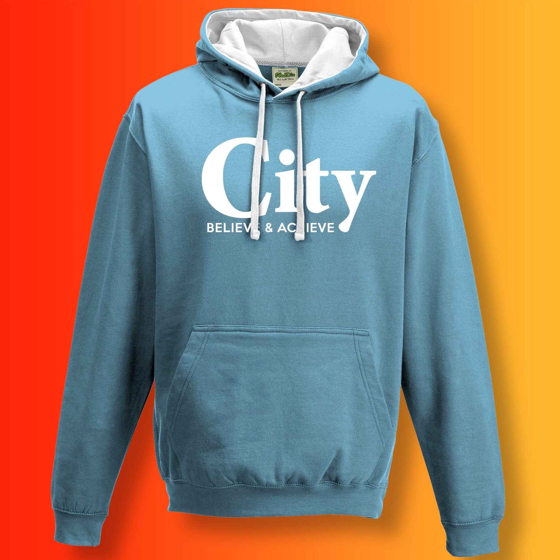 City Believe & Achieve Contrast Hoodie