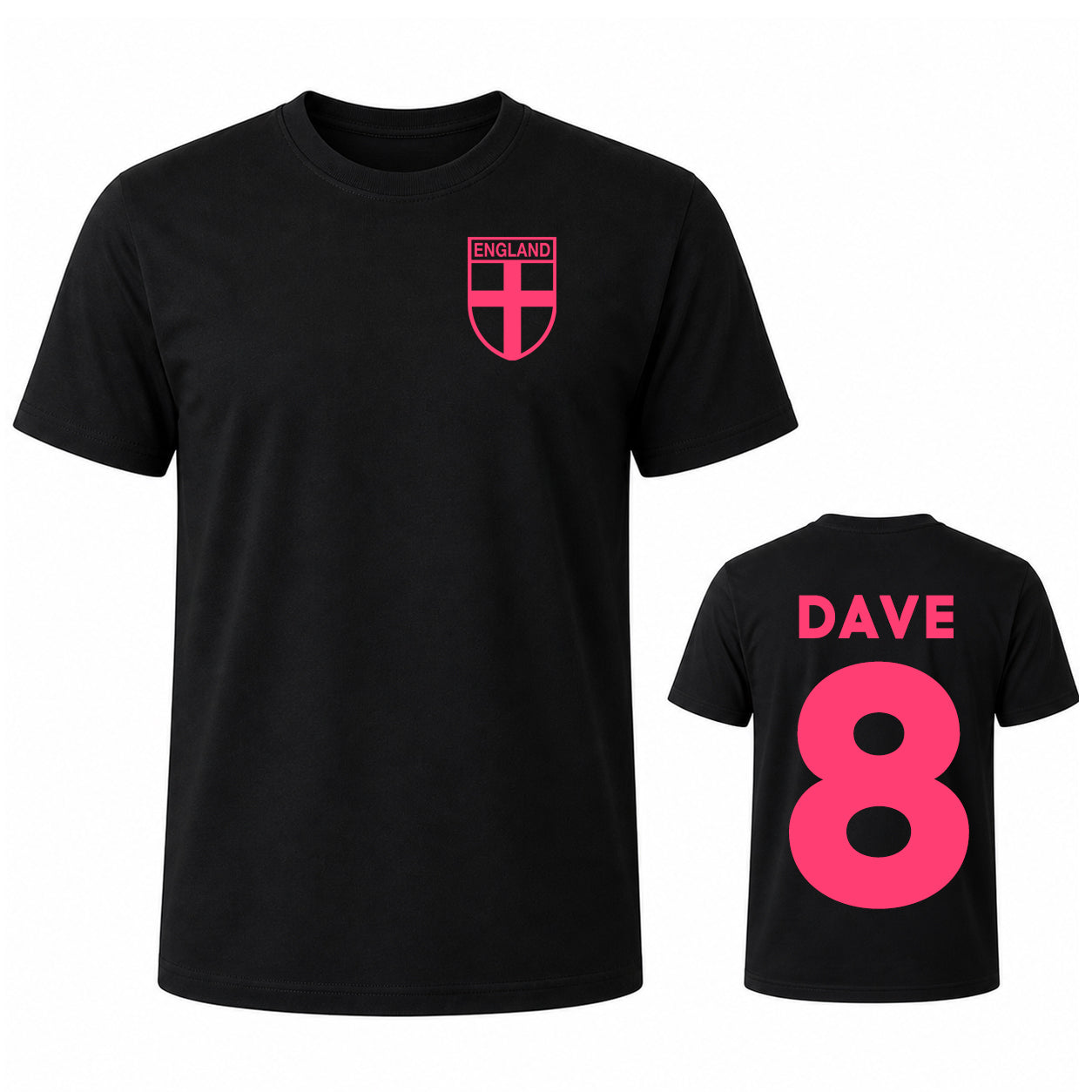 Custom Pink England Name and Number T Shirt for Women Personalised Womens Football T Shirt Pink Text