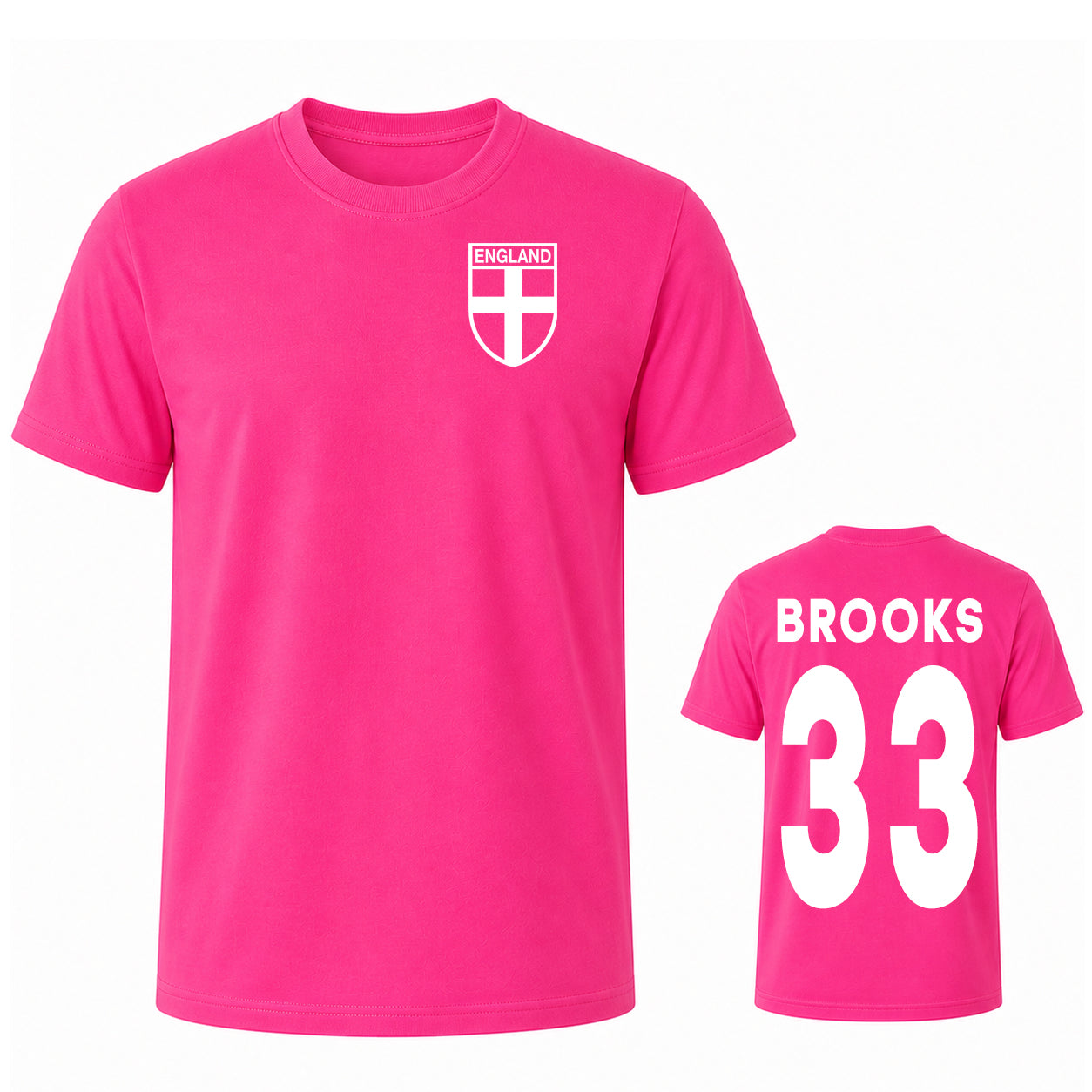 Custom Pink England Name and Number T Shirt for Women Personalised Womens Football T Shirt Pink Text