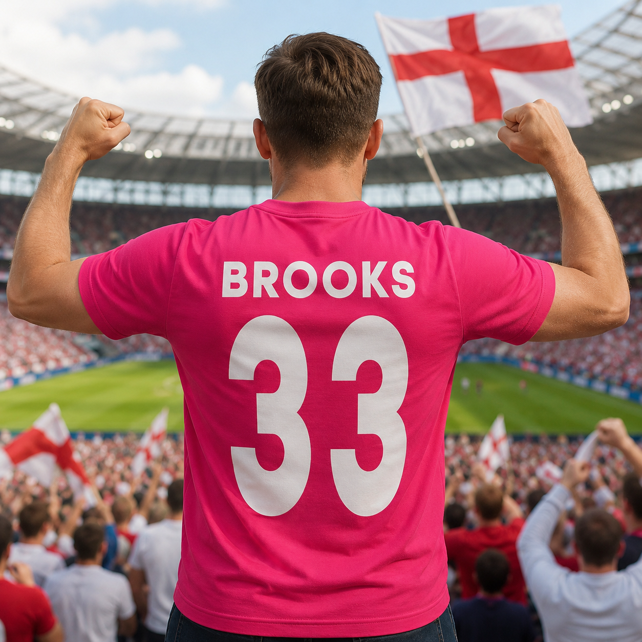 Custom Pink England Name and Number T Shirt for Women Personalised Womens Football T Shirt Pink Text