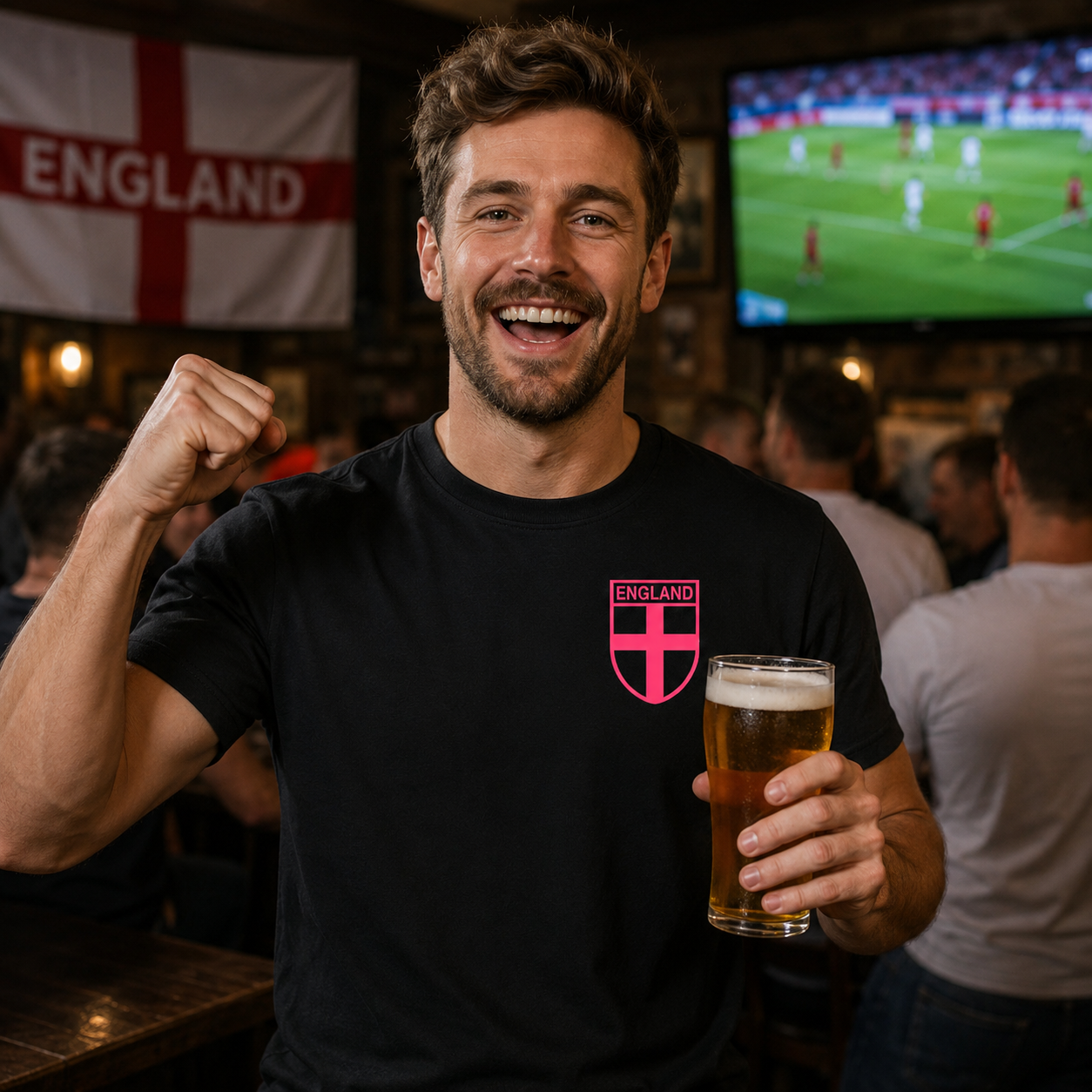 Custom Pink England Name and Number T Shirt for Women Personalised Womens Football T Shirt Pink Text
