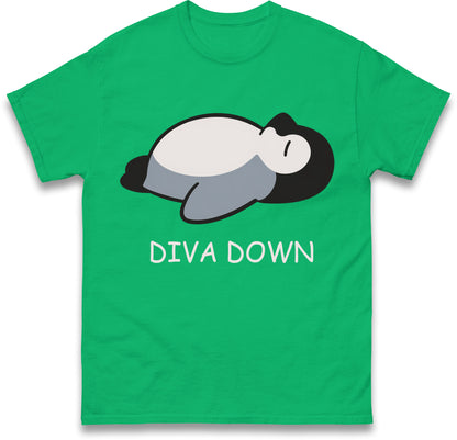 Diva Down Penguin T Shirt Funny Penguin Tee Cute Animal Shirt