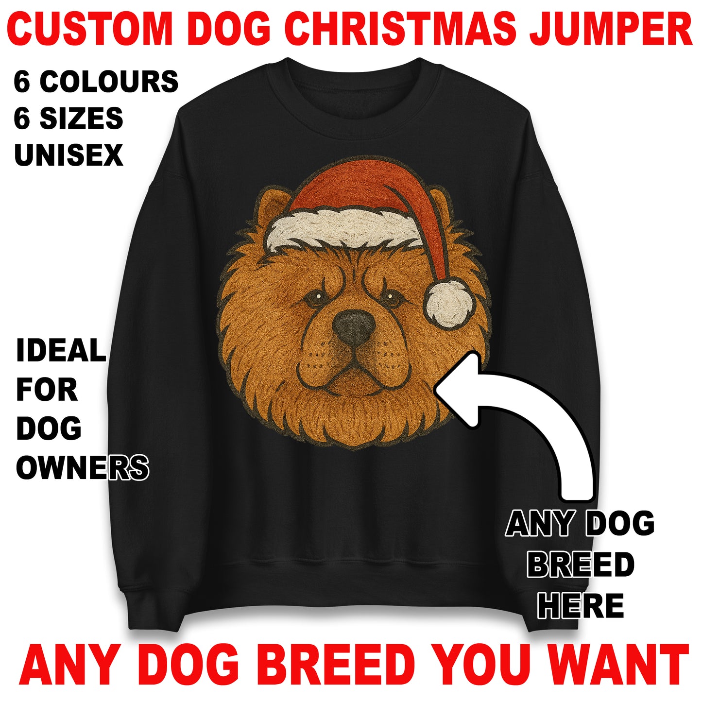 Personalised Any Dog Breed Christmas Jumper