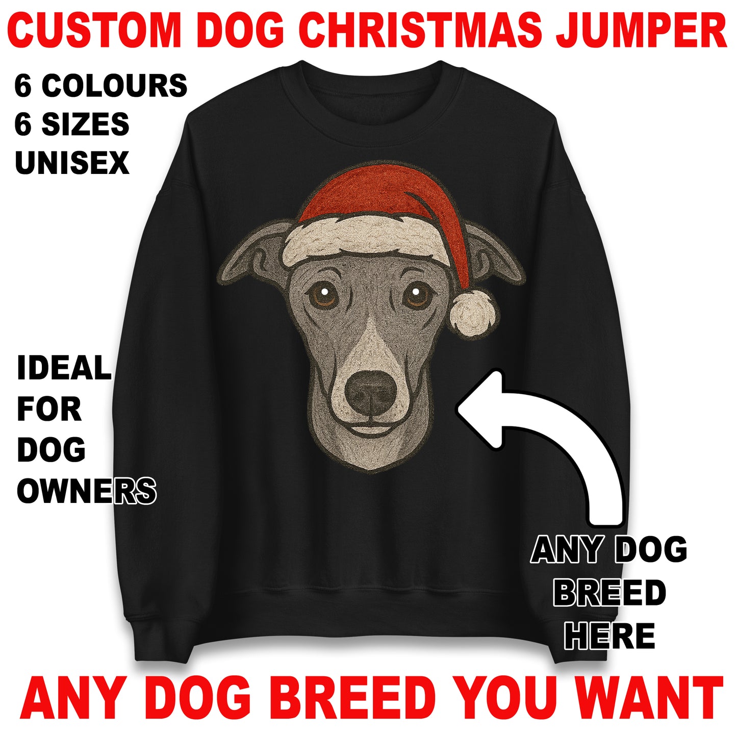 Personalised Any Dog Breed Christmas Jumper