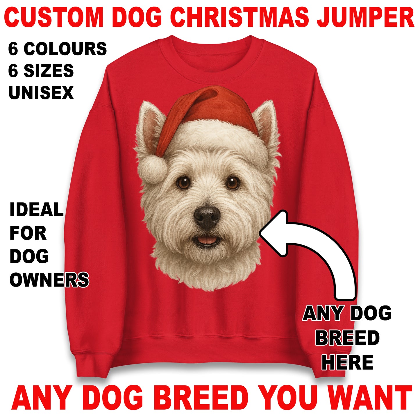 Personalised Any Dog Breed Christmas Jumper