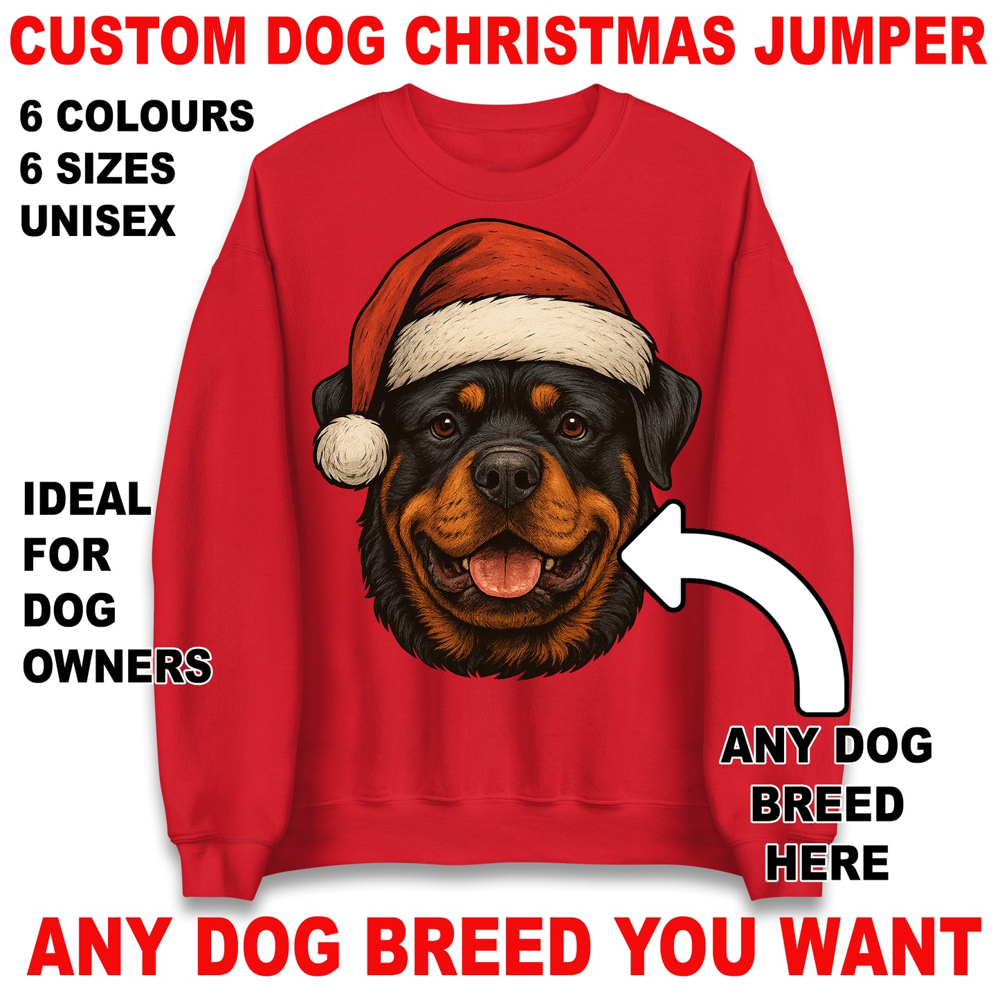 Personalised Any Dog Breed Christmas Jumper