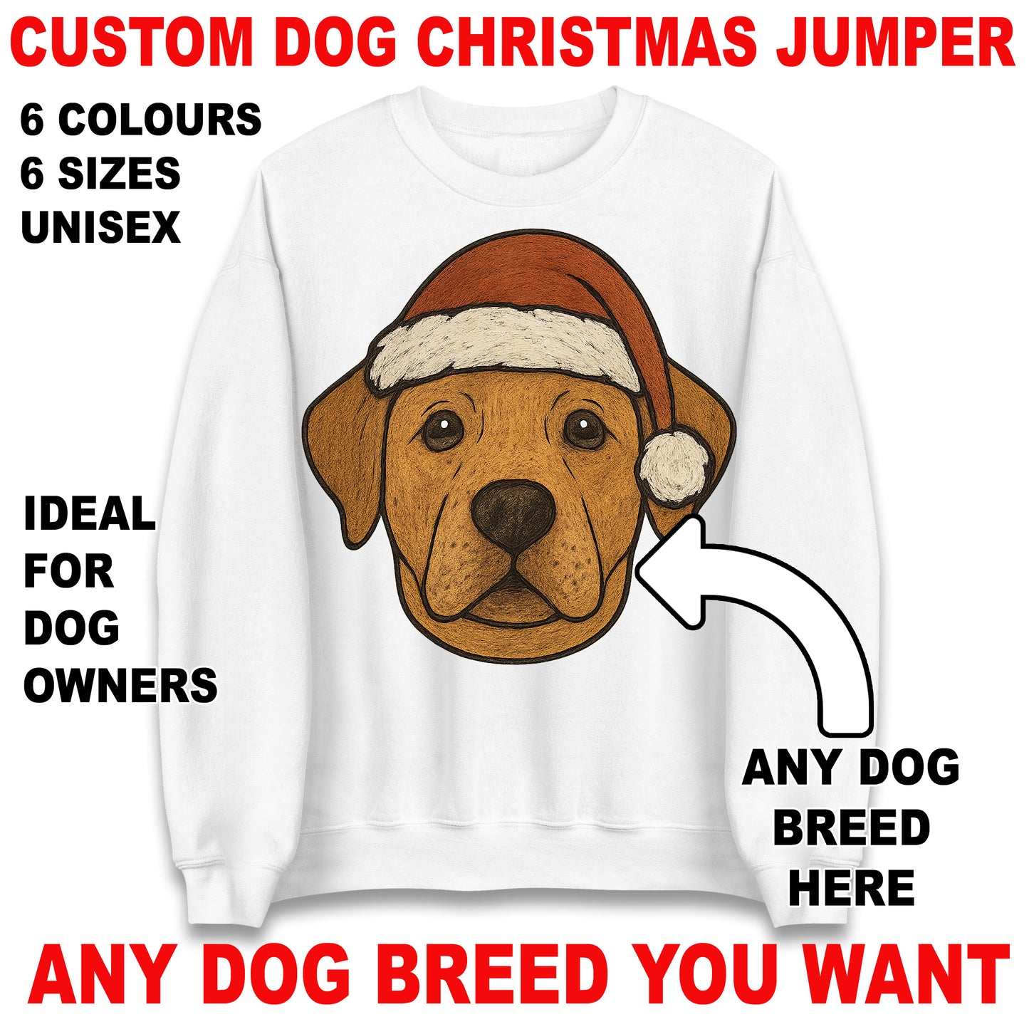 Personalised Any Dog Breed Christmas Jumper