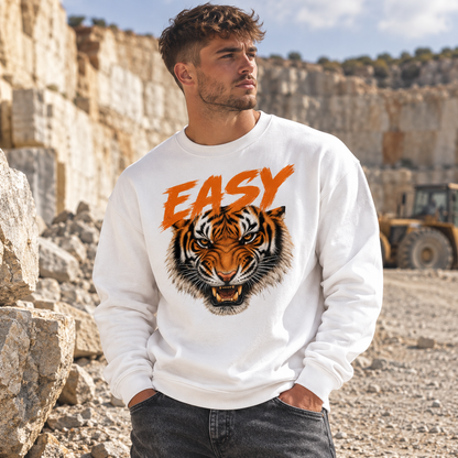 Easy Tiger Sweatshirt Vintage Animal Graphic Sublimation Hippie Easy Sweater Distressed