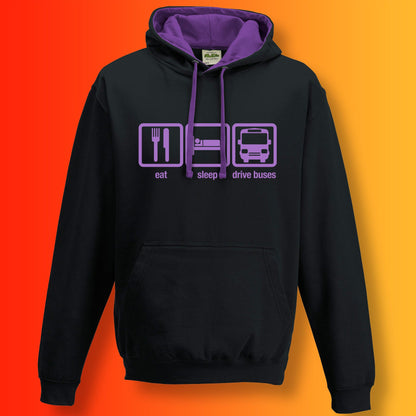 Eat Sleep Drive Buses Contrast Hoodie