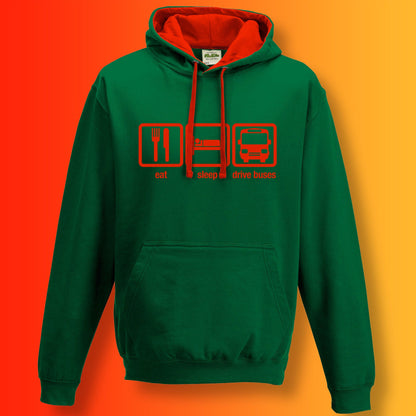 Eat Sleep Drive Buses Contrast Hoodie